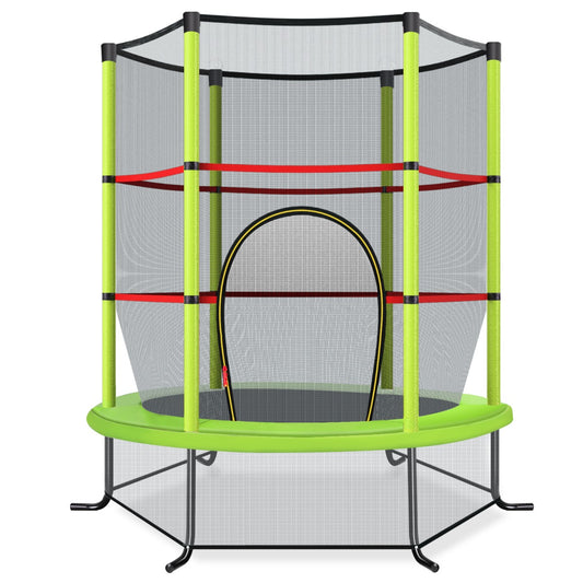 LIVSK Peutert trampoline met 360° veiligheidsnet - 30 spankoorden voor hoge sprongen - Stabiliteit - Tot 135 kg - Groen
