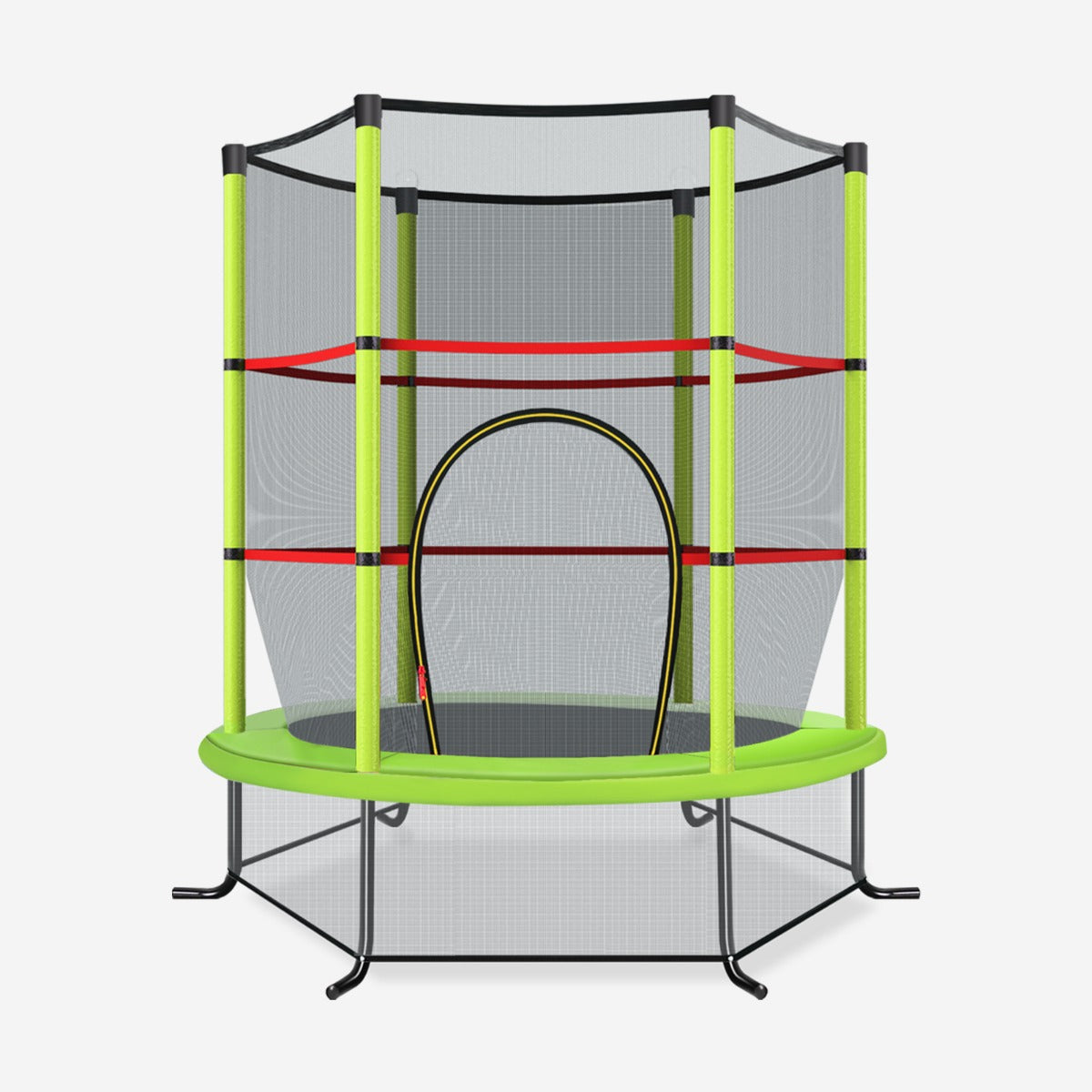 LIVSK Peutert trampoline met 360° veiligheidsnet - 30 spankoorden voor hoge sprongen - Stabiliteit - Tot 135 kg - Groen