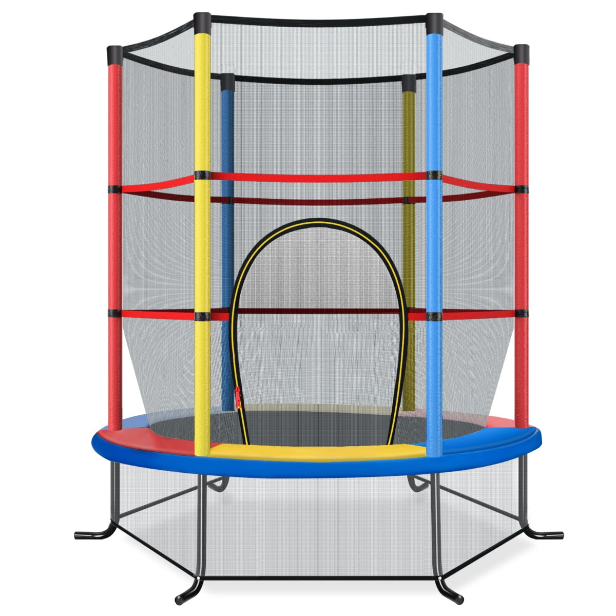 LIVSK Peutert trampoline met 360° veiligheidsnet - 30 spankoorden - Stabiele constructie - Voor kinderen - Kleurrijk