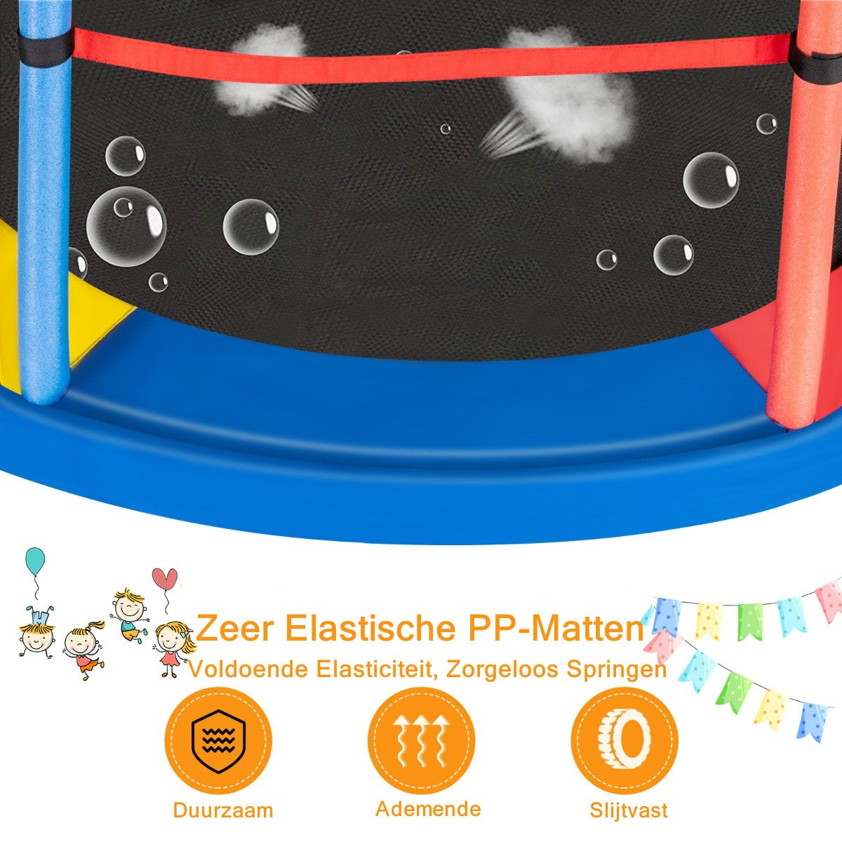 LIVSK Peutert trampoline met 360° veiligheidsnet - 30 spankoorden - Stabiele constructie - Voor kinderen - Kleurrijk