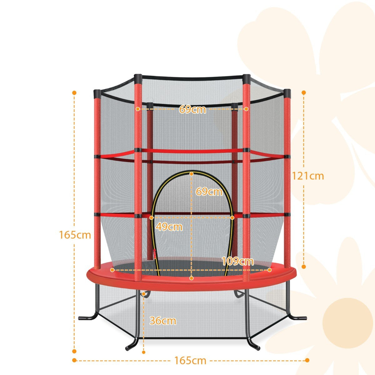 LIVSK Peutert trampoline met 360° veiligheidsnet - Stabiel en veilig - 30 Spankoorden voor hoger springen - Geschikt voor binnen