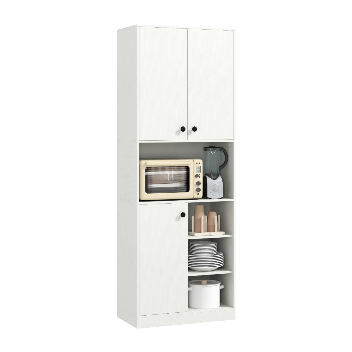 LIVSK Keukenkast met Magnetronplank - Multifunctioneel en Waterafstotend - Inclusief Dubbele en Enkele Deur - 60 x 33 x 166 cm -