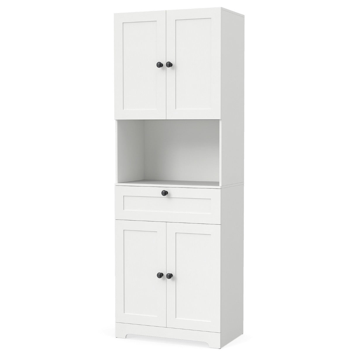Livsk costway 1715 cm hoge badkamerkast vrijstaande opbergkast met 4 deuren en 1 lade wit