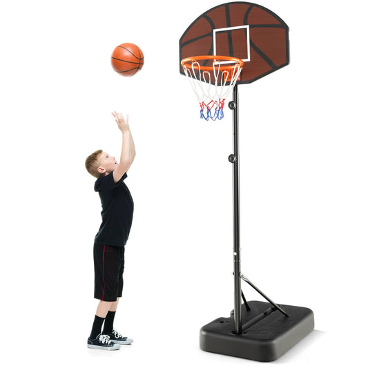 LIVSK Verstelbare Basketbalstandaard - Onbreekbaar Paneel - Draagbaar - Vulbare Basis - 3 Hoogtes - Voor Binnen & Buiten - Zwart
