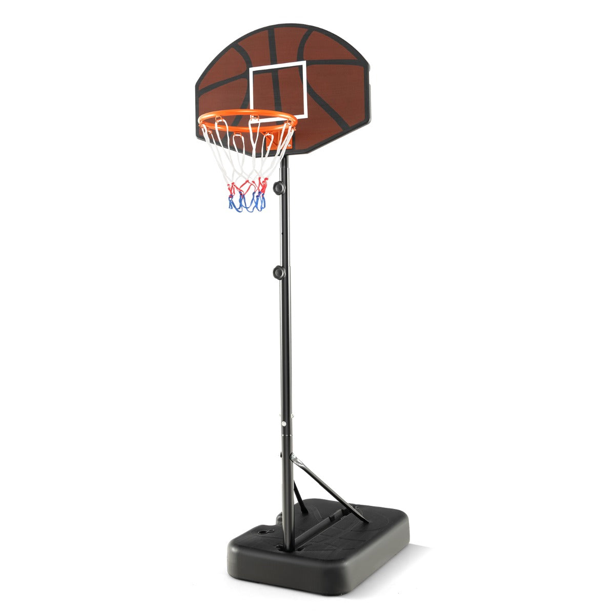 LIVSK Verstelbare Basketbalstandaard - Onbreekbaar Paneel - Draagbaar - Vulbare Basis - 3 Hoogtes - Voor Binnen & Buiten - Zwart