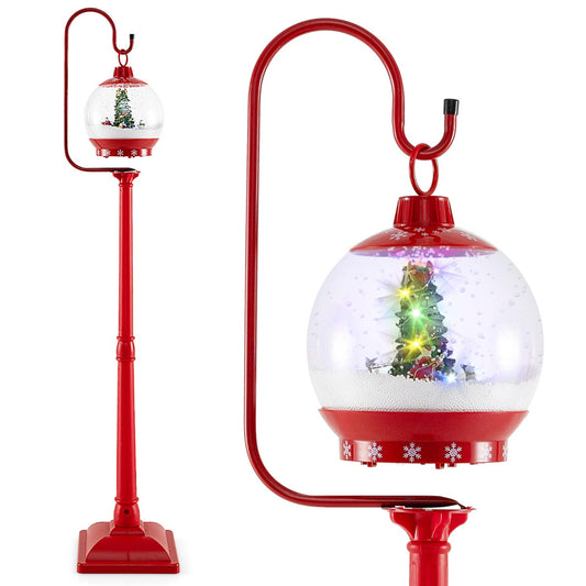 LIVSK Muzikale Kerstlamp met Geluid-Activatie - Draaiende Scène met Kerstman en Sneeuwpop - Eenvoudige Installatie - Rood