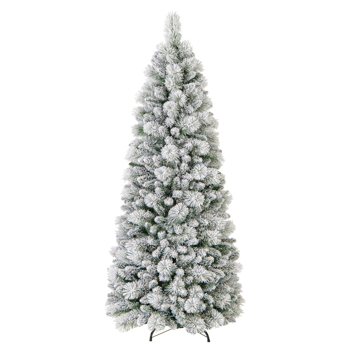 LIVSK Kunstkerstboom 180 cm - 170 LED-lampjes - Realistische Dennennaalden met Witte Flocking - Opvouwbaar - Stevige Basis - Groen