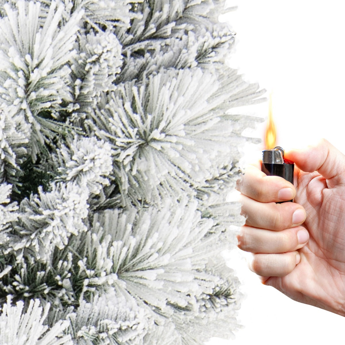 LIVSK Kunstkerstboom 180 cm - 170 LED-lampjes - Realistische Dennennaalden met Witte Flocking - Opvouwbaar - Stevige Basis - Groen
