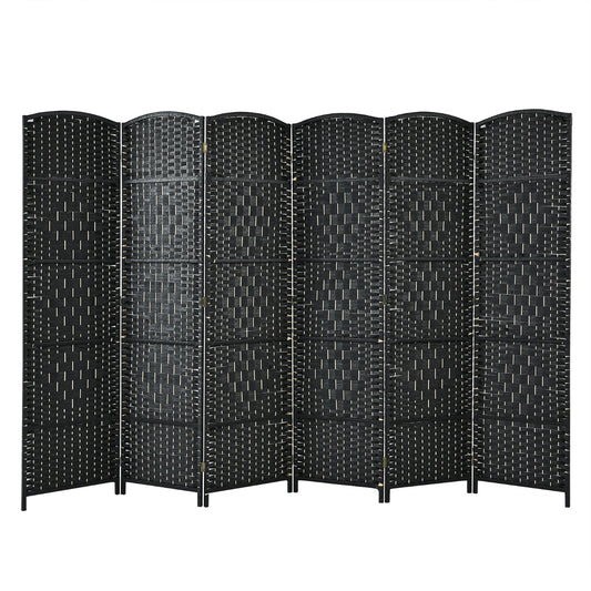 Livsk costway 180 cm handgeweven rotan scheidingswand opvouwbaar zichtscherm met natuurlijk houten frame zwart