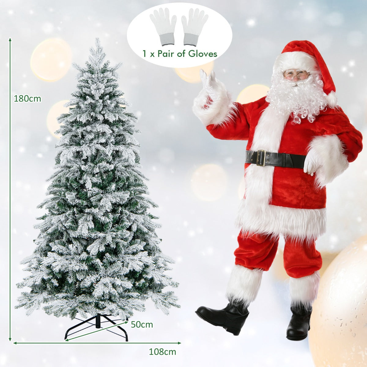 LIVSK Kunstkerstboom 180 cm - 1415 Takpunten - 260 Warmwitte LED's - Duurzaam en Veilig - Wit + Groen