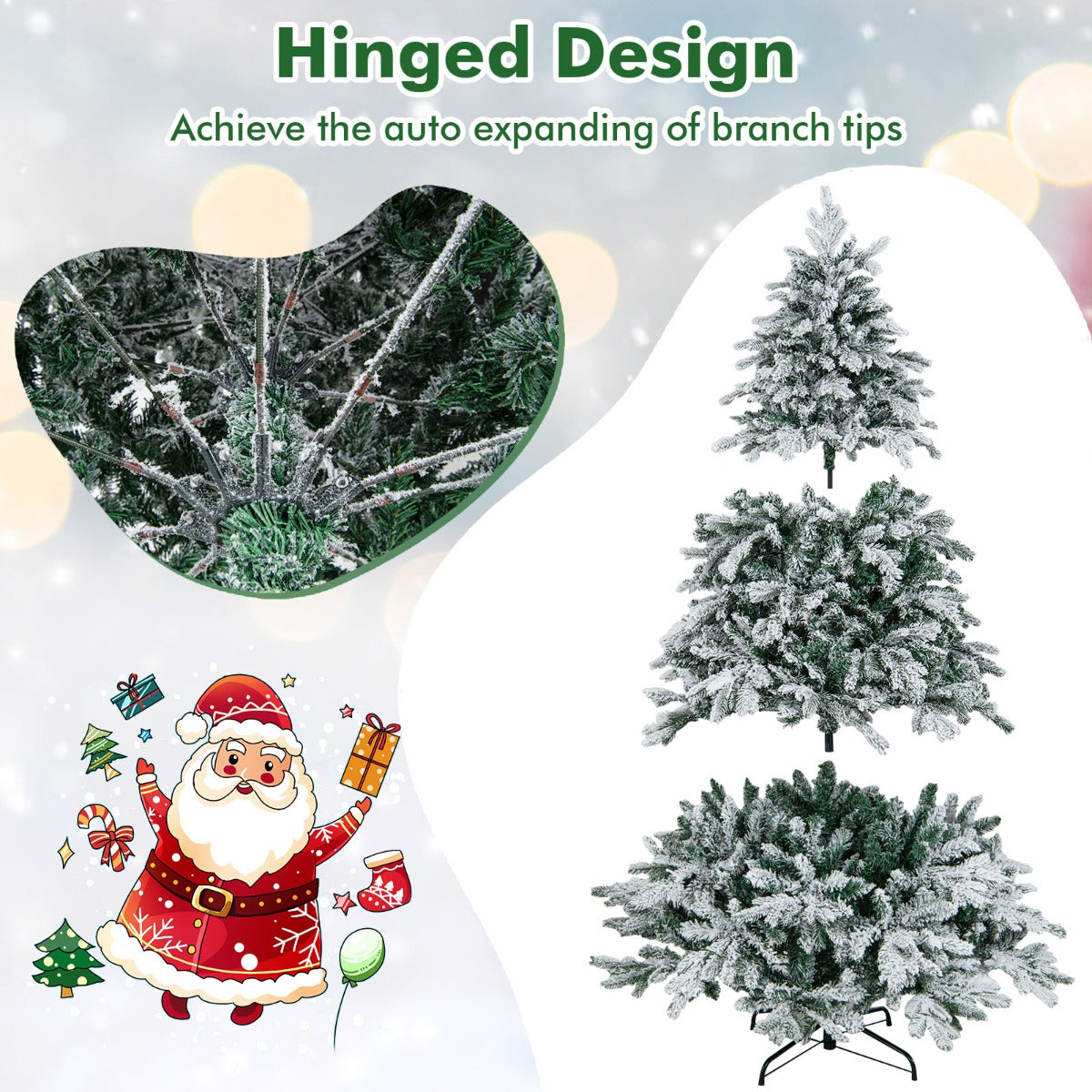 LIVSK Kunstkerstboom 180 cm - 1415 Takpunten - 260 Warmwitte LED's - Duurzaam en Veilig - Wit + Groen