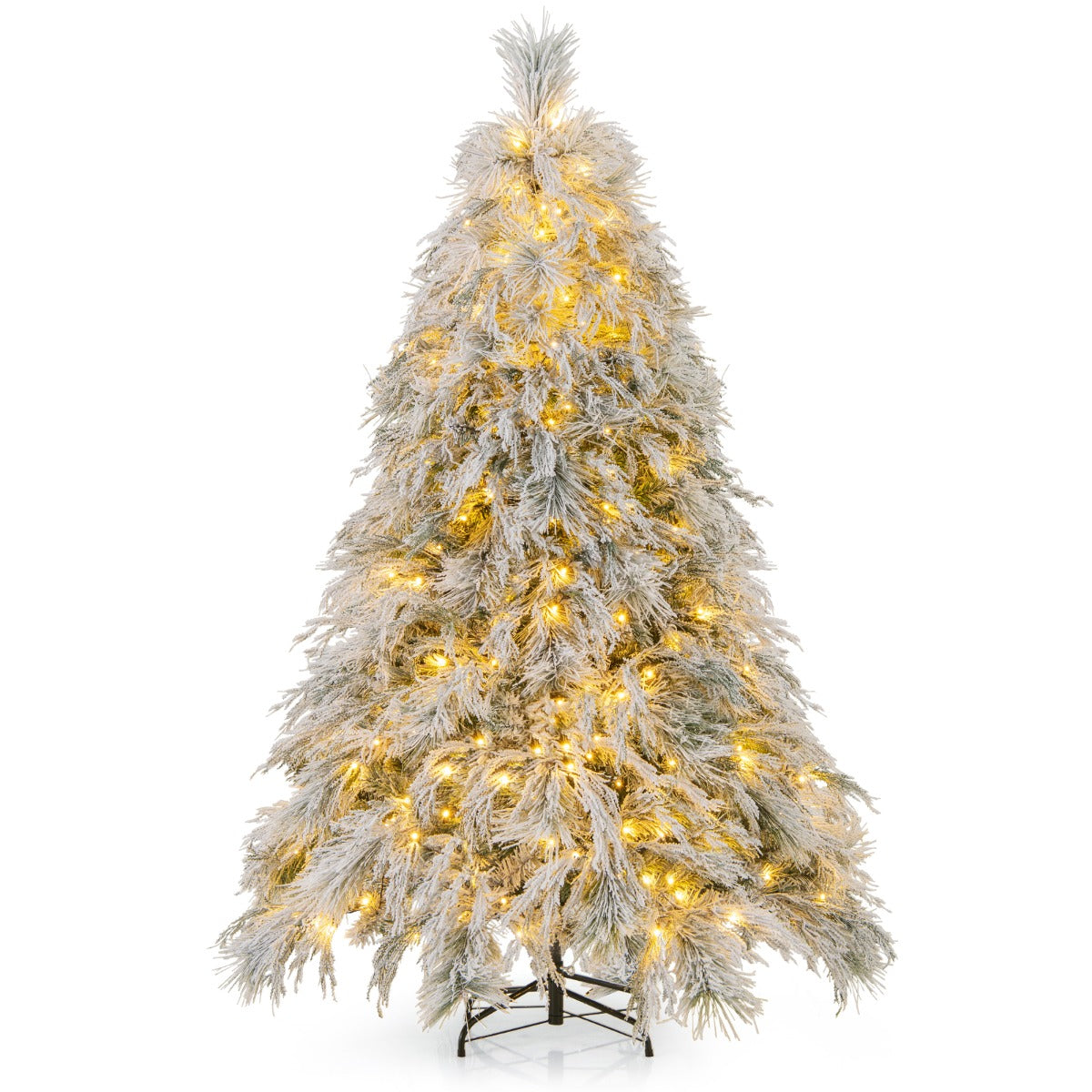 LIVSK Kunstmatige Kerstboom - 180 cm met 250 Warmwitte LED-lampjes - 519 Takken - PVC en PE - Geurloos en Vuurbestendig - Wit +