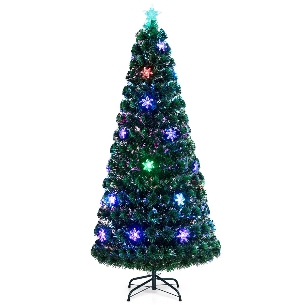 LIVSK Kunstkerstboom 180 cm - LED Verlichting met Sneeuwvlokken - Duurzaam PVC - Eenvoudige Installatie - Groen