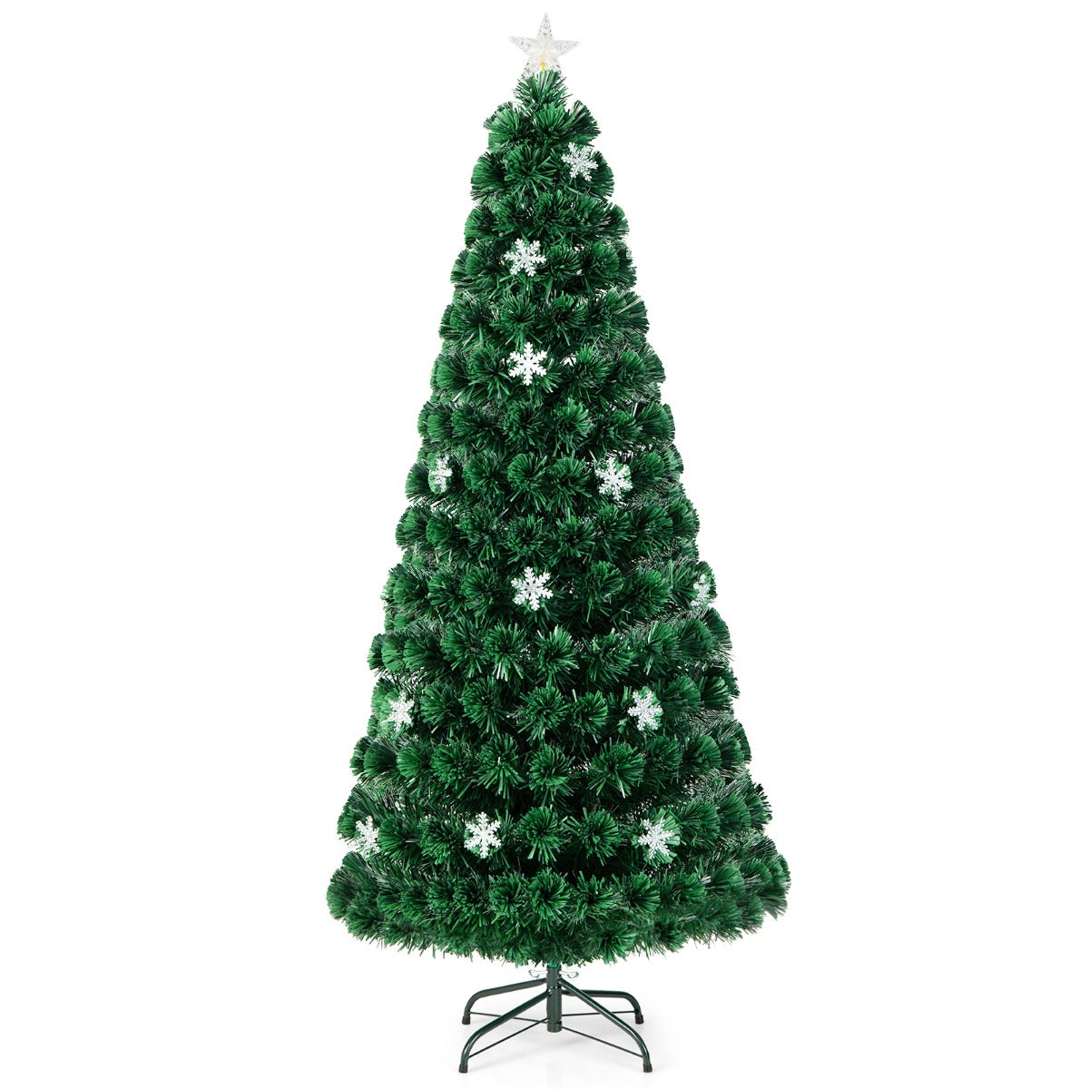 LIVSK Kunstkerstboom 180 cm - LED Verlichting met Sneeuwvlokken - Duurzaam PVC - Eenvoudige Installatie - Groen
