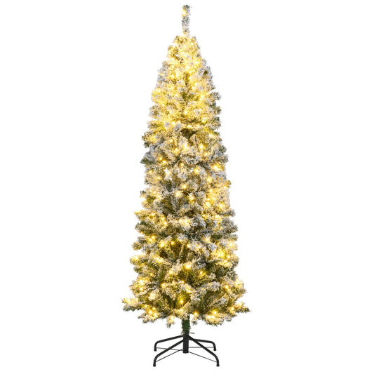 LIVSK Kunstkerstboom met Verlichting - Slank Potloodmodel - 533 Takken - 260 Warmwitte LED's - 180 cm - Groen + Wit