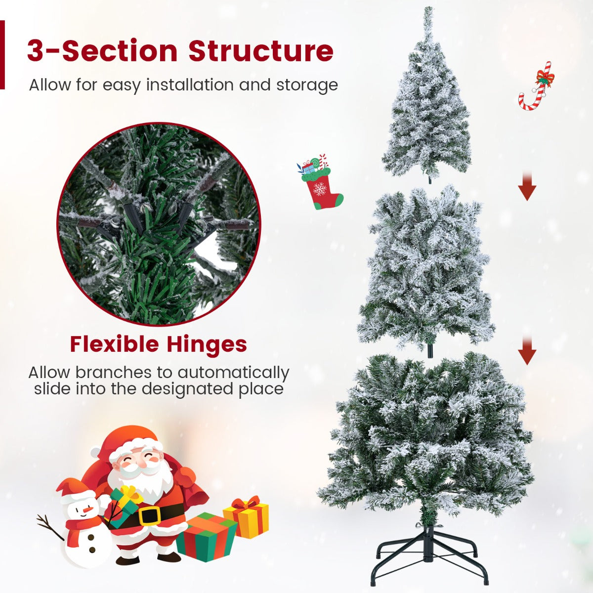 LIVSK Kunstkerstboom met Verlichting - Slank Potloodmodel - 533 Takken - 260 Warmwitte LED's - 180 cm - Groen + Wit