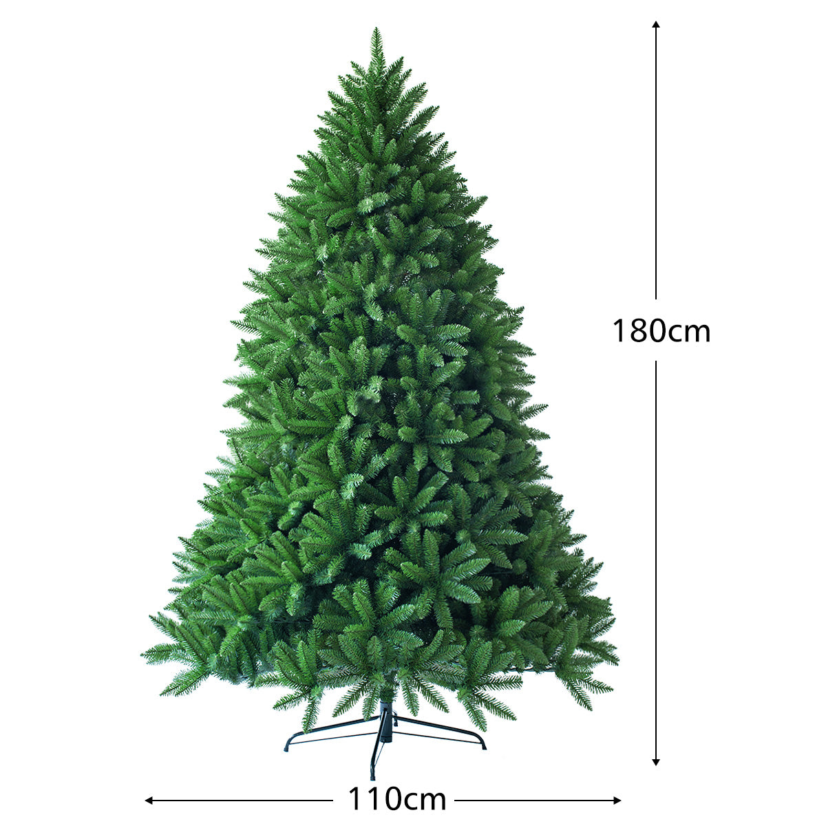 LIVSK Kunstkerstboom 180 cm - Realistische PVC-takken - Metalen Standaard - 1250 Takpunten - Opvouwbaar - Groen