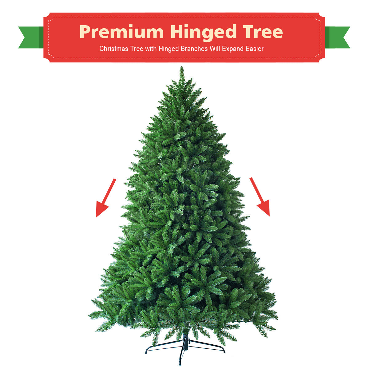 LIVSK Kunstkerstboom 180 cm - Realistische PVC-takken - Metalen Standaard - 1250 Takpunten - Opvouwbaar - Groen