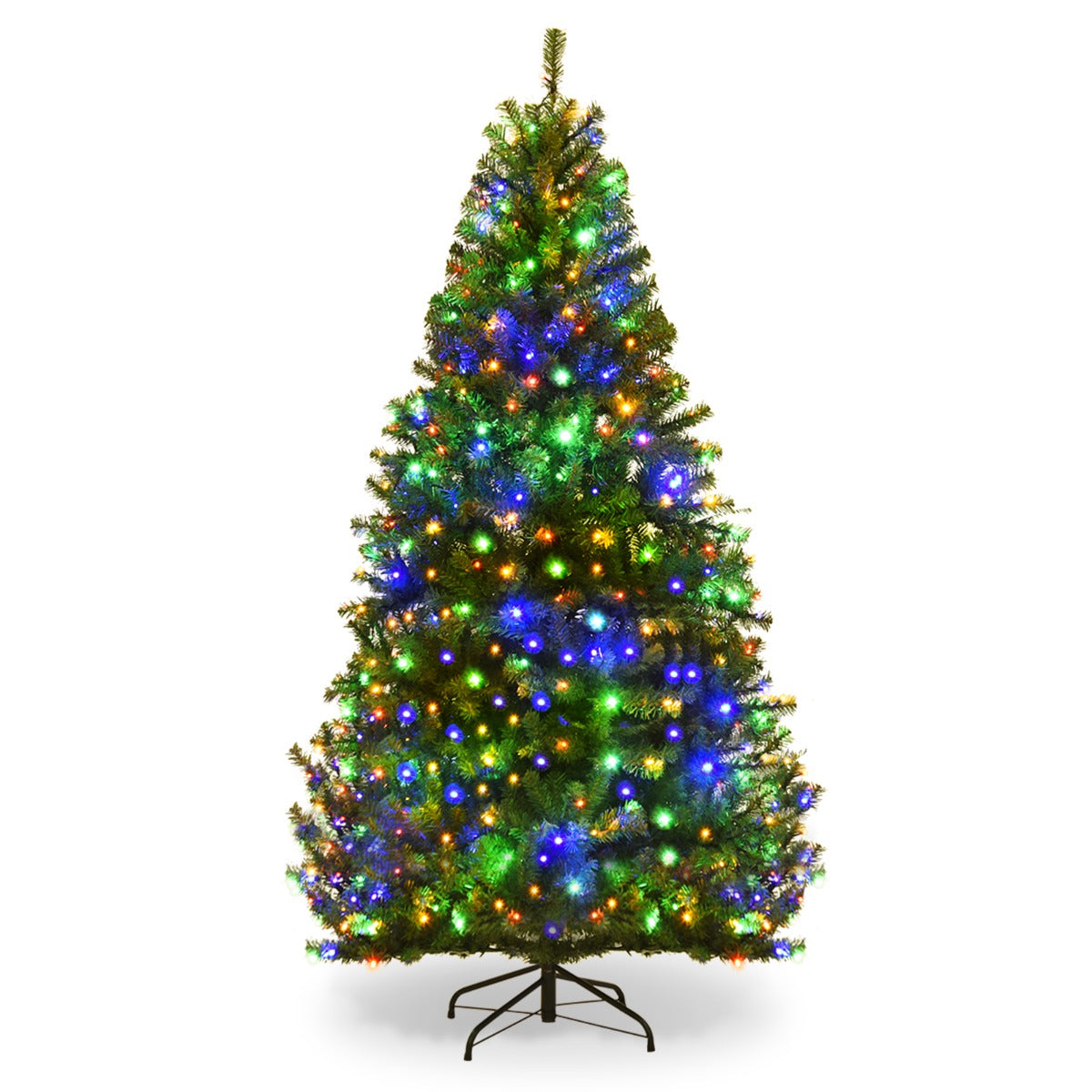 LIVSK Verlichte Kunstkerstboom - 350 LED-lichten - 11 Verlichtingsmodi - 1000 PVC-takken - Eenvoudig op te zetten - 180 cm - Groen