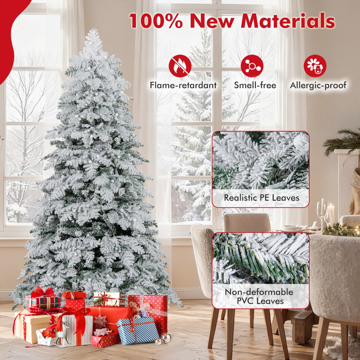 LIVSK Voorgemonteerde Kunstkerstboom - 616 Takken - 130 Lichtballen - 260 LED's met 8 Modi - 180 cm - Groen en wit