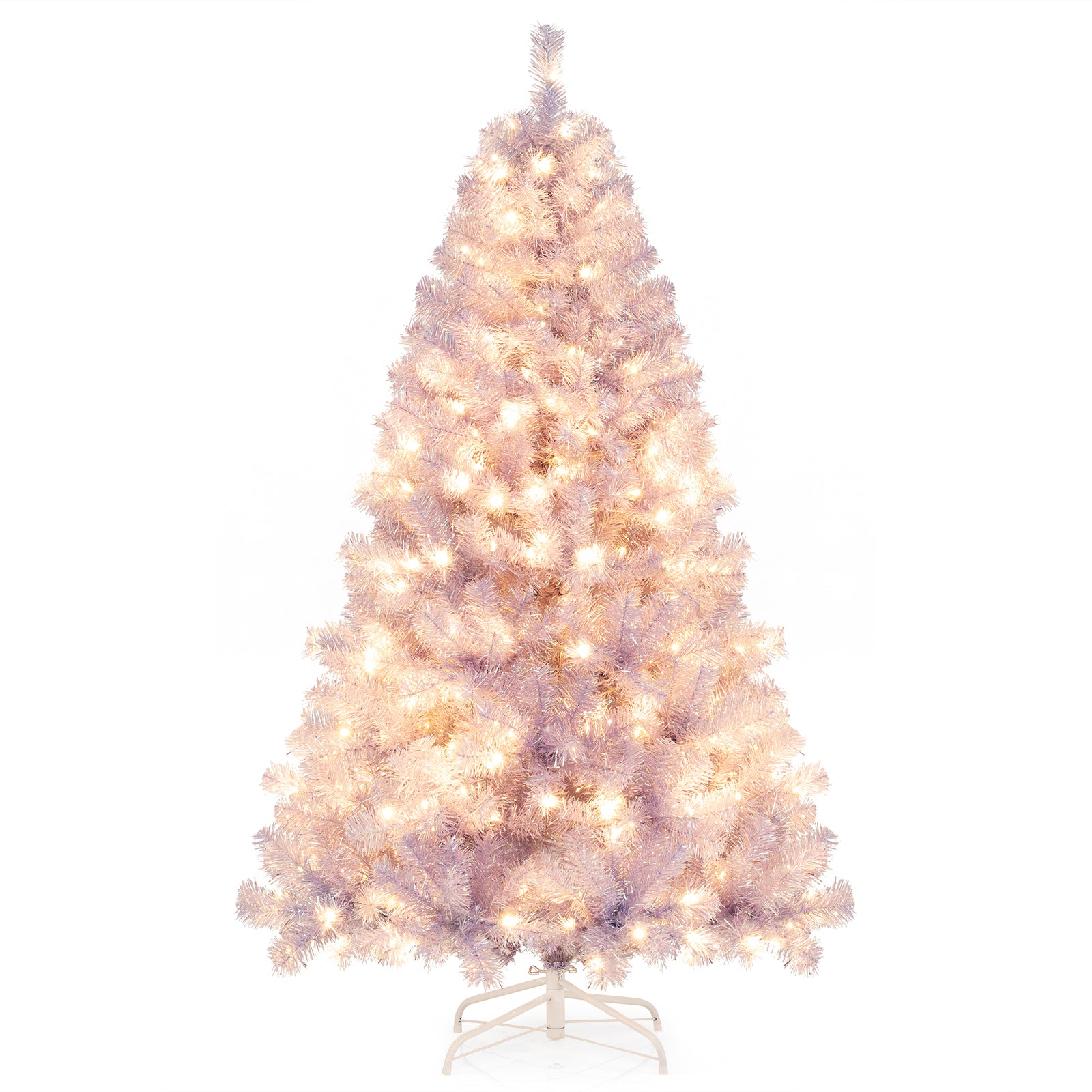 LIVSK Kunstkerstboom 180 cm - 688 Takpunten - 250 Warmwitte LED-Lampen - 8 Lichtmodi - Eenvoudige Montage - Paars
