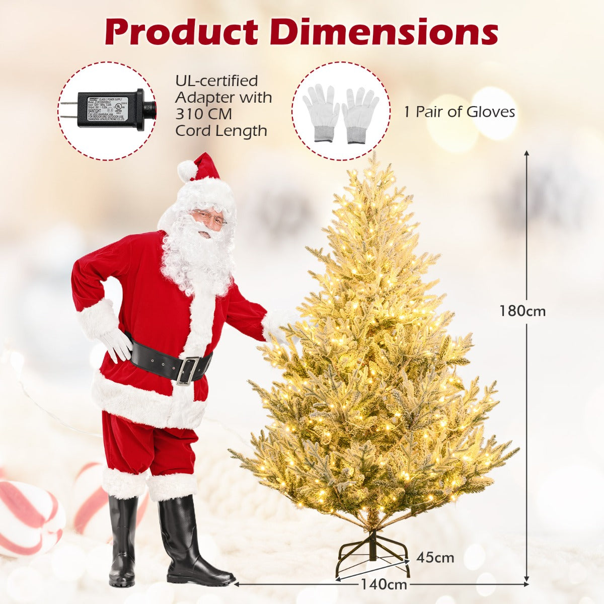 LIVSK Voorverlichte Kunstkerstboom 140 x 180 cm - Realistische Sneeuwtakken - 340 LED-lampjes - 13 Modi - Groen