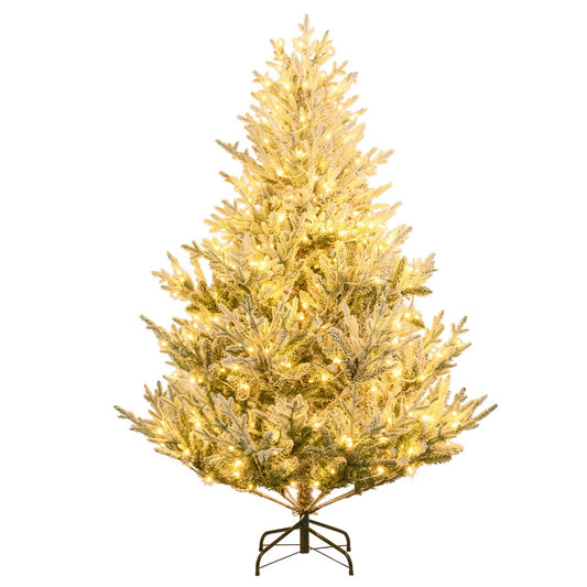LIVSK Voorverlichte Kunstkerstboom 140 x 180 cm - Realistische Sneeuwtakken - 340 LED-lampjes - 13 Modi - Groen