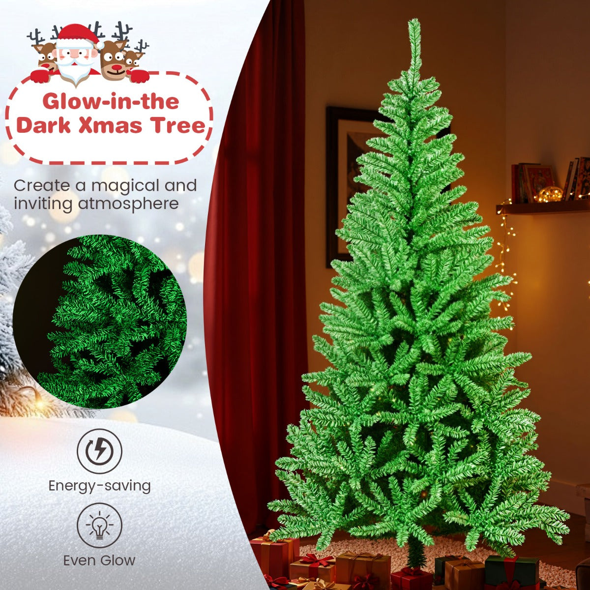 LIVSK Kunstkerstboom 180 cm - Gelijkmatig Verlichte Den - Driedelig Ontwerp - Inclusief Handschoenen - Groen