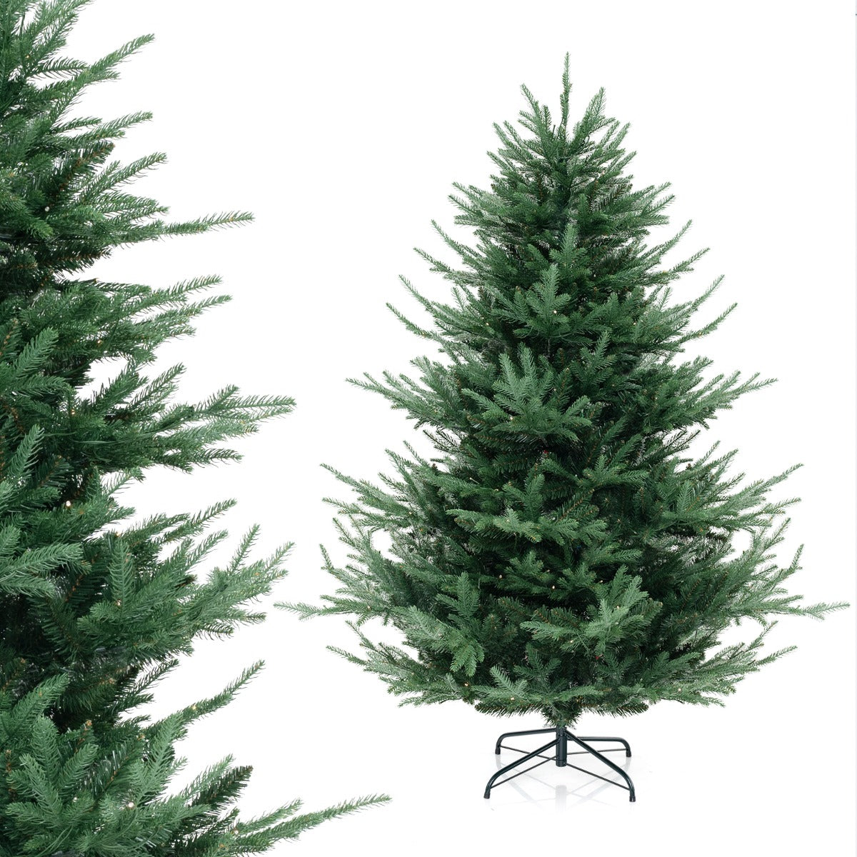 Livsk costway 180 cm kunstkerstboom scharnierende nepkerstboom 778 takken 240 warm witte leds voorverlichte decoratieboom groen 1 1