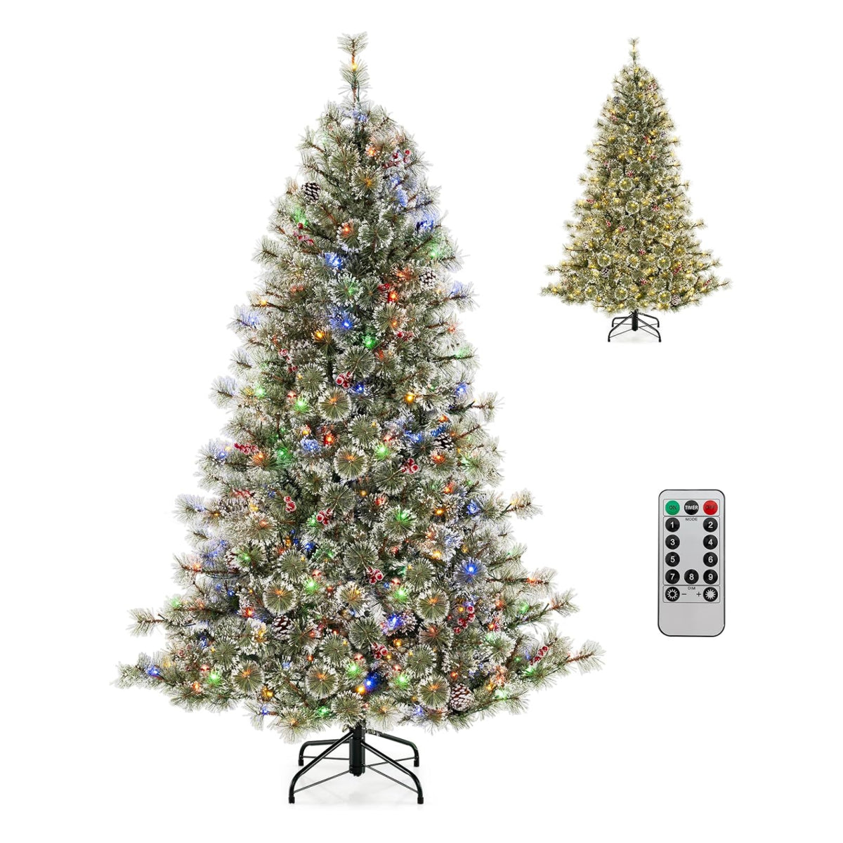 LIVSK Voorverlichte Kunstkerstboom - PVC-bladeren met Dennennaalden - 350 LED-lampjes - Eenvoudige Montage - 180 cm - Groen