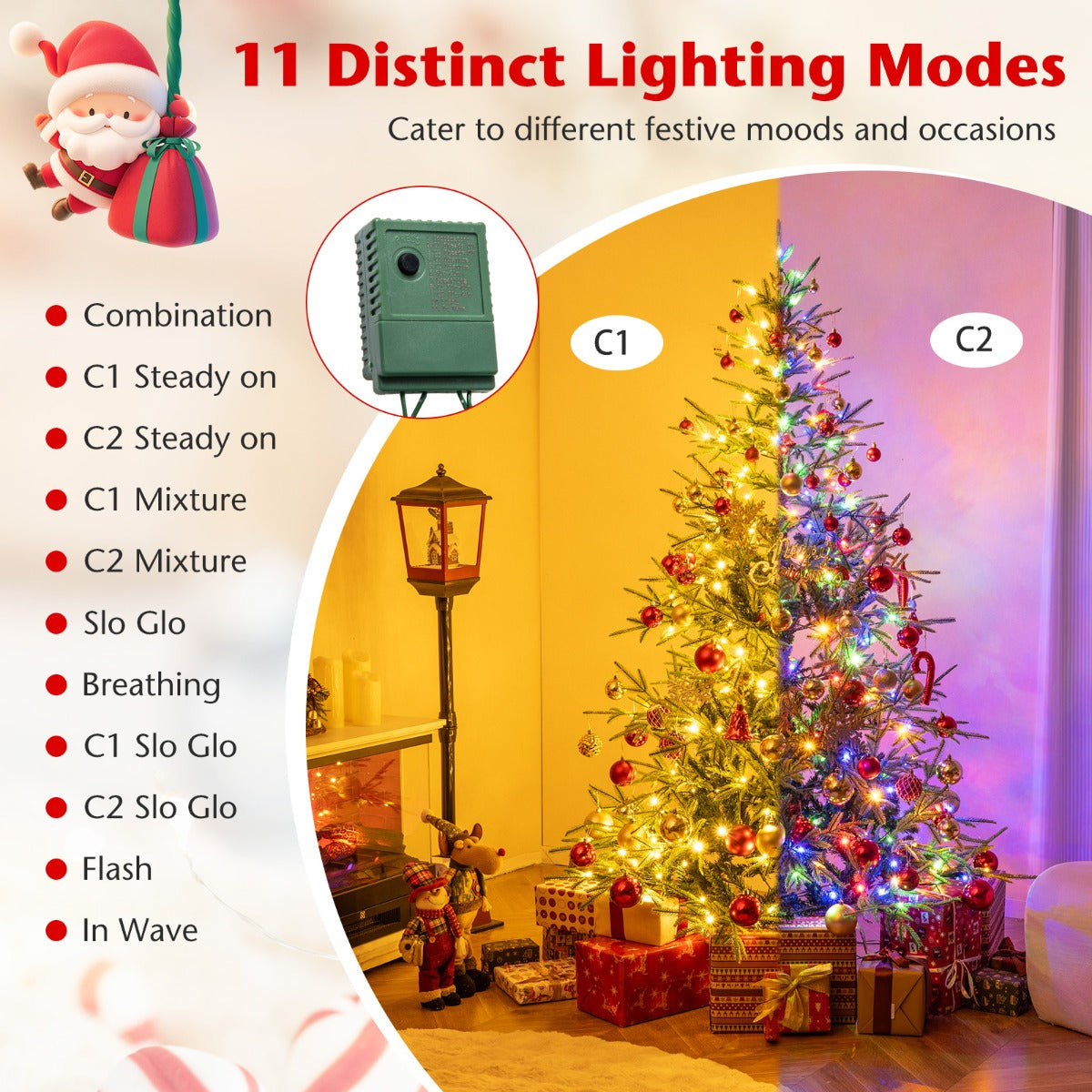 LIVSK Kunstkerstboom 180 cm - 530 Takpunten - 250 LED-lampen - Vlamvertragend - Eenvoudige Montage - Groen