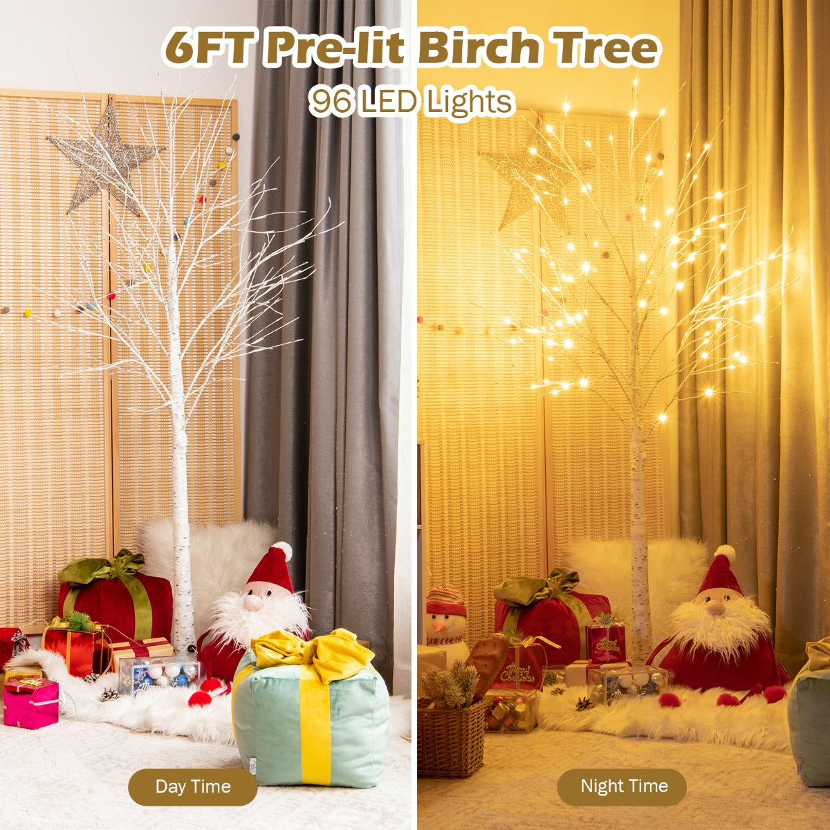 LIVSK Kunstmatige Berkenboom - 96 Warmwitte LED's - Flexibele Takken - Duurzaam PVC - 180 cm - Wit
