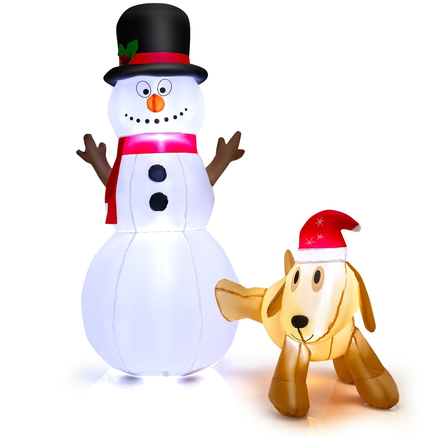 LIVSK Opblaasbare Sneeuwman met Hond - 180 cm - LED Verlichting - Stabiliteit met Haringen en Zandzakken - Feestelijke