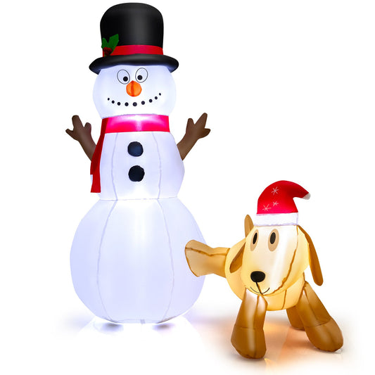 LIVSK Opblaasbare Sneeuwman met Hond - 180 cm - LED Verlichting - Stabiliteit met Haringen en Zandzakken - Feestelijke