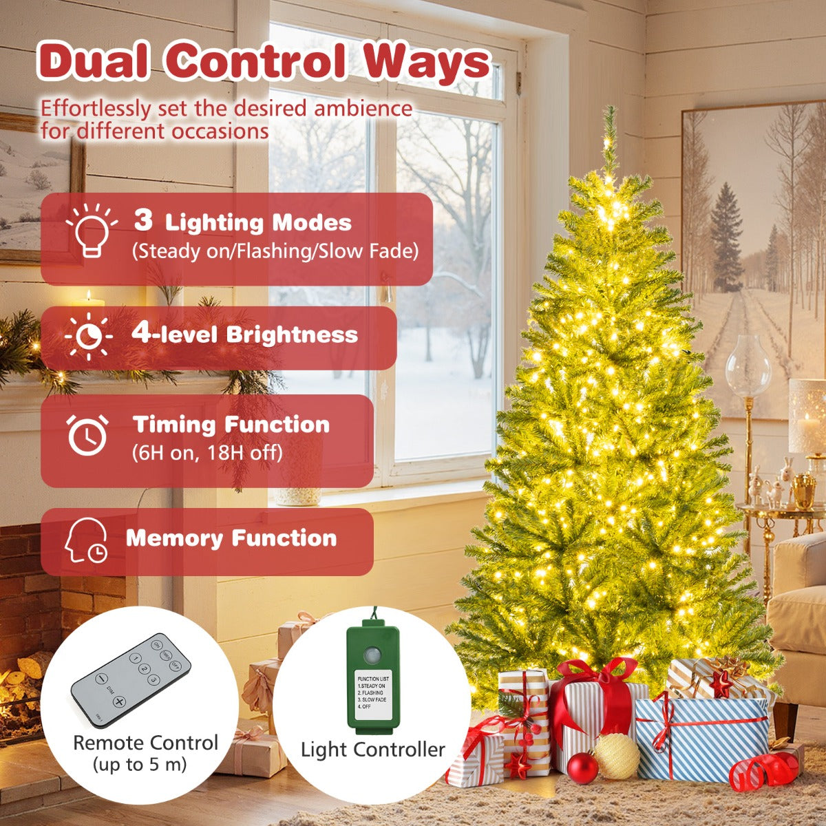 LIVSK Verlichte Kunstkerstboom - 680 Takpunten - 700 LED - lampen met Afstandsbediening - Eenvoudige Montage - Duurzaam PVC
