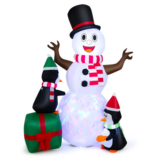 LIVSK Opblaasbare Kerstdecoratie - Sneeuwpop met Pinguïns - 3 LED-lampjes - Waterdicht - 120 x 90 x 180 cm - Wit