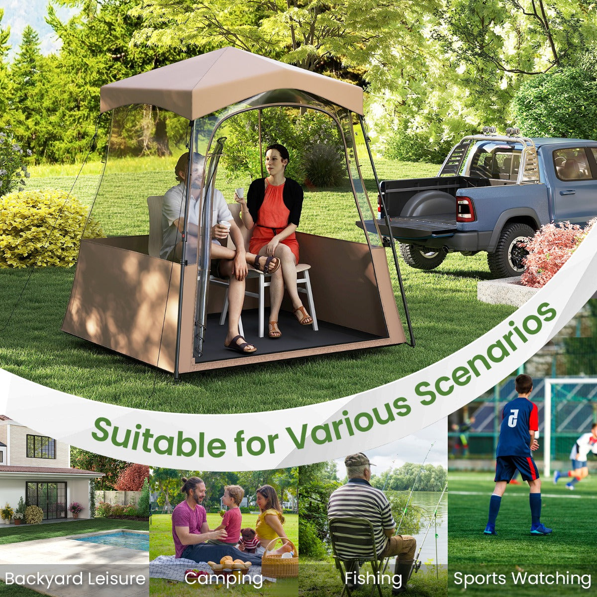 LIVSK Kampeertent Waterdicht - Hoogwaardig Oxford - Materiaal - Inclusief Draagtas en Accessoires - Voor Diverse Activiteiten