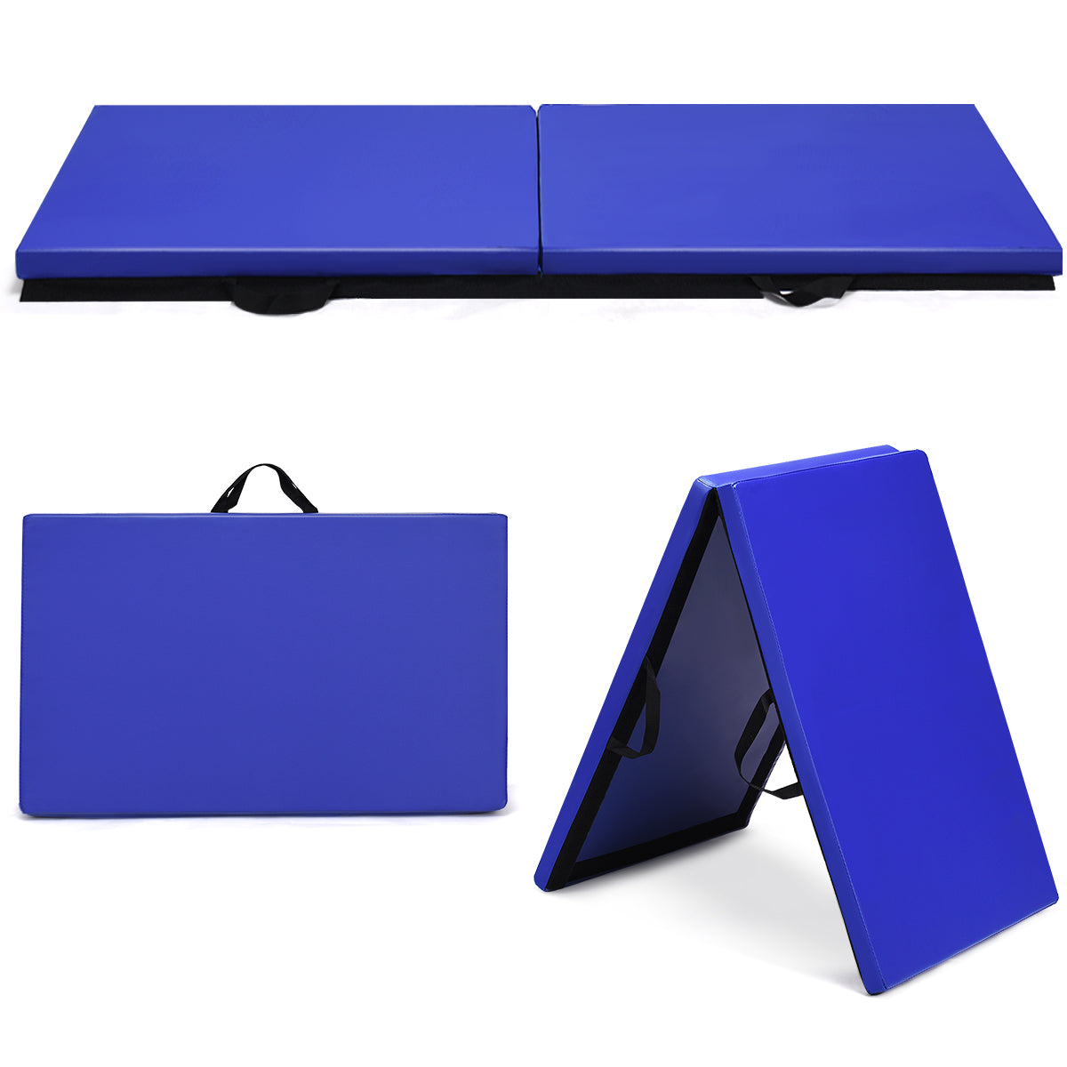 LIVSK Opvouwbare Fitnessmat - 180 x 60 x 4 cm - PU Leer - EPE Schuim - Huidvriendelijk en Duurzaam - Blauw