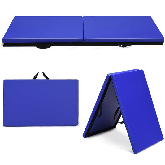 LIVSK Opvouwbare Fitnessmat - 180 x 60 x 4 cm - PU Leer - EPE Schuim - Huidvriendelijk en Duurzaam - Blauw