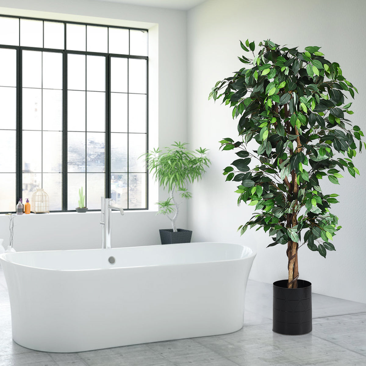 LIVSK Kunstmatige Ficusboom - 180 cm Hoog - 1008 Bladeren - Natuurlijke Boomstam - Onderhoudsvriendelijk - Groen