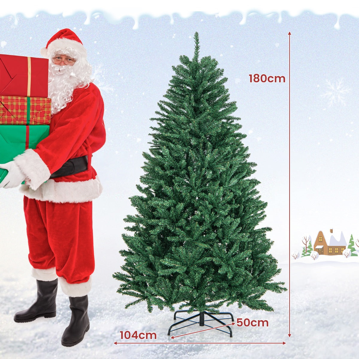 LIVSK Kunstkerstboom 180 cm - 1355 Takken - Scharnierende Constructie - Stevige Standaard - Groen