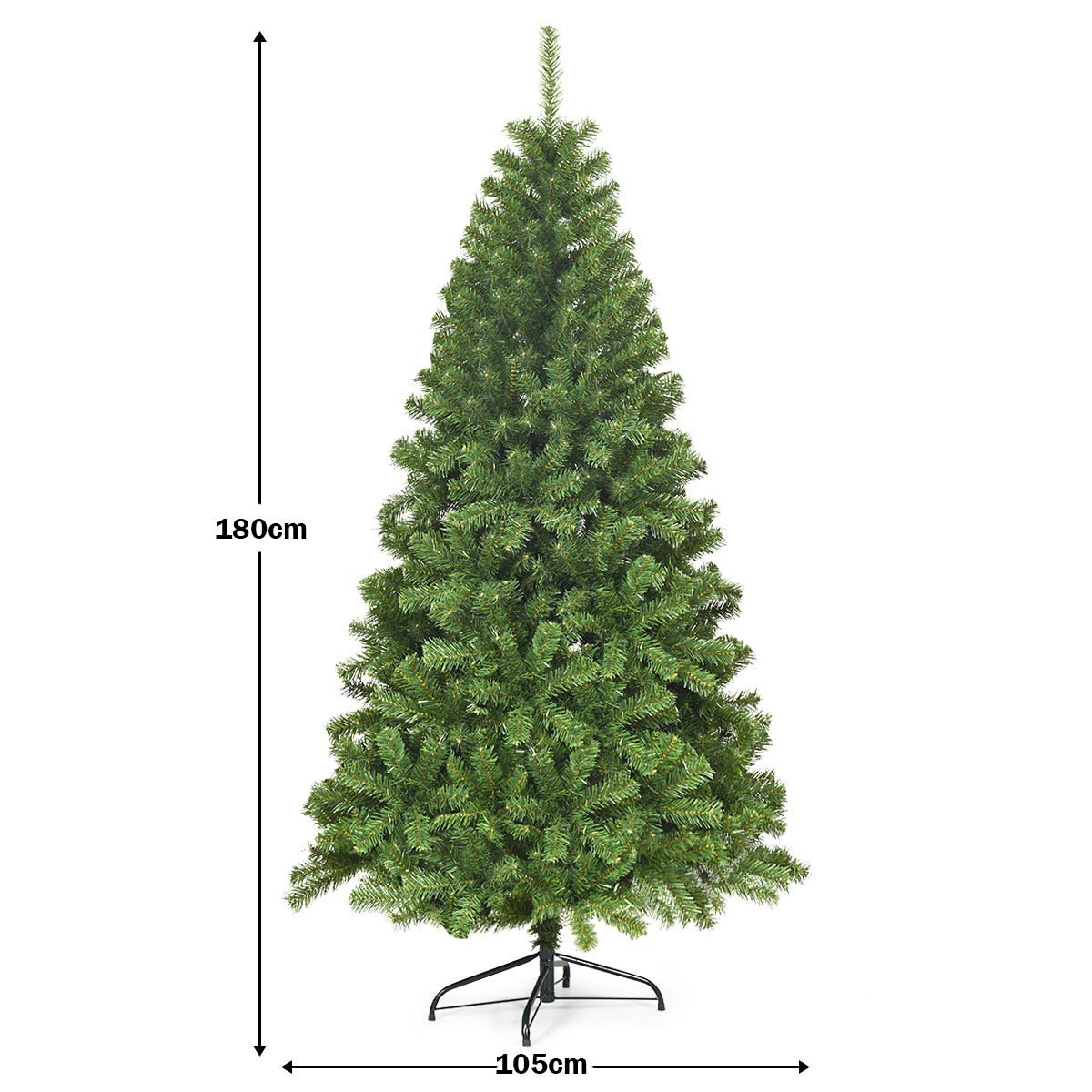 LIVSK Kunstkerstboom 180 cm - 928 PVC Takken - Inklapbare Metalen Standaard - Eenvoudig Opzetten - Groen