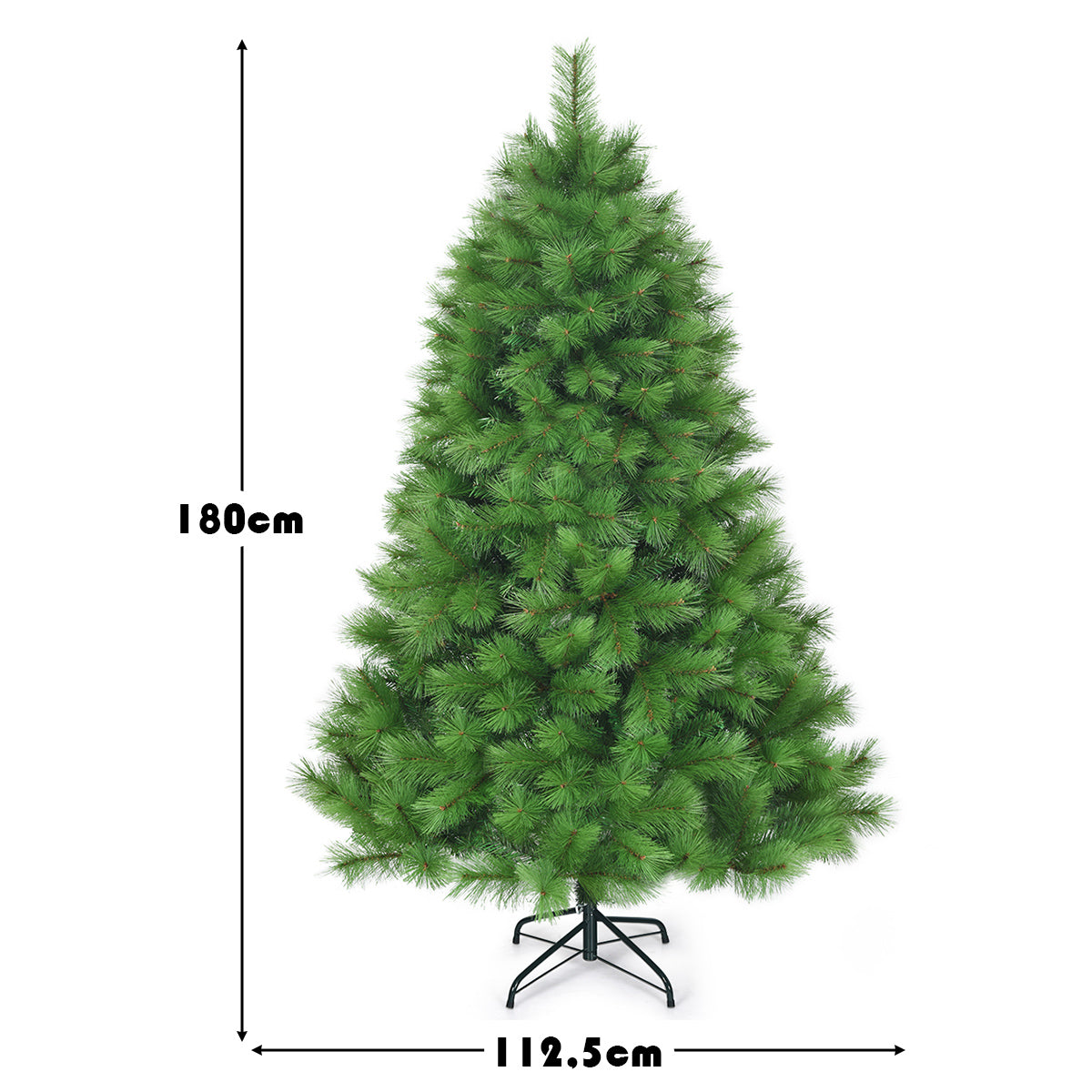 LIVSK Kunstkerstboom 180 cm - Realistische Dennennaalden - Scharnierend Ontwerp - Duurzaam PVC - Stabiele IJzeren Standaard -