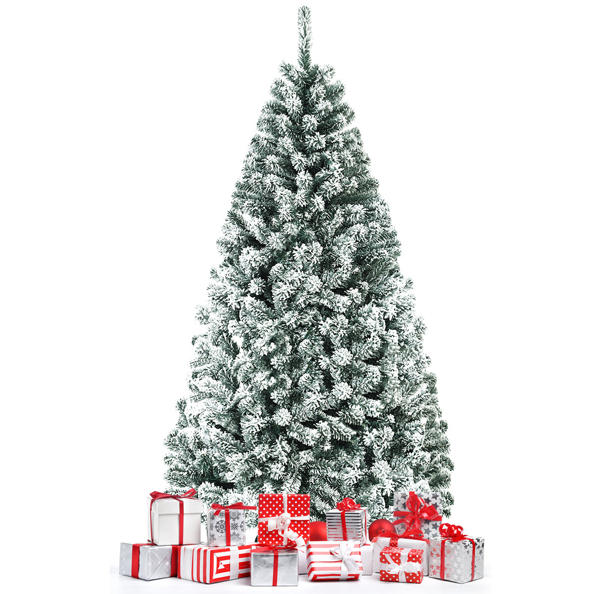 LIVSK Onverlichte Kerstboom - Besneeuwde Bladeren - 600 Takpunten - Opvouwbaar - Metalen Standaard - 91 x 180 cm - Groen