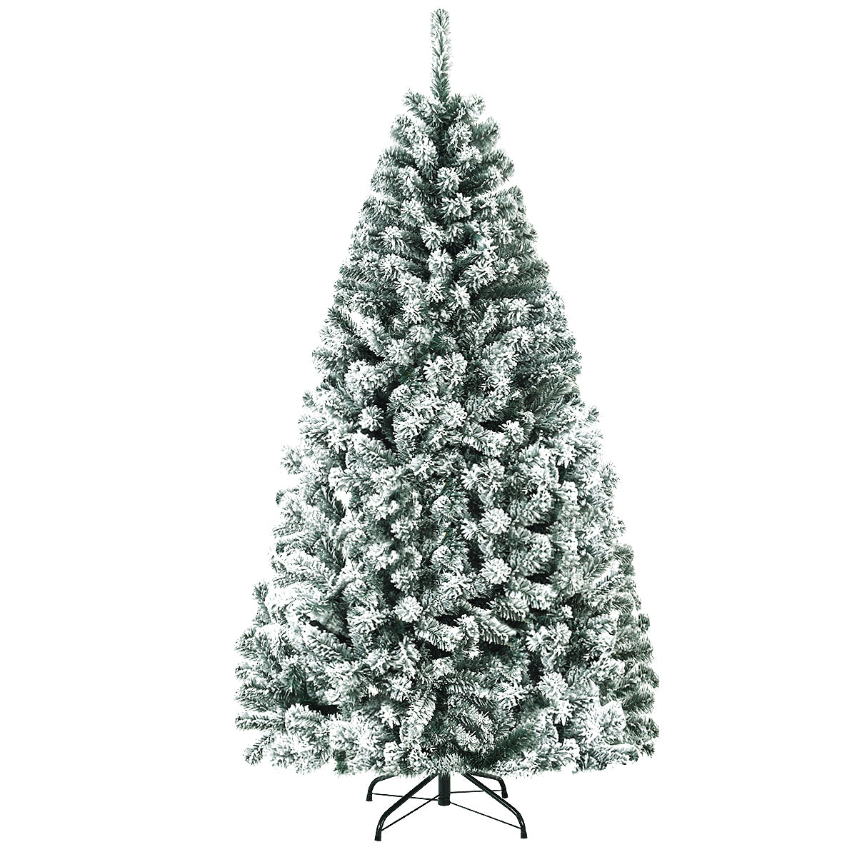 LIVSK Onverlichte Kerstboom - Besneeuwde Bladeren - 600 Takpunten - Opvouwbaar - Metalen Standaard - 91 x 180 cm - Groen
