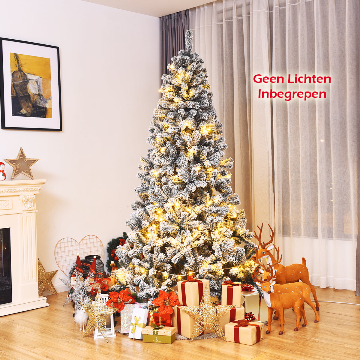 LIVSK Onverlichte Kerstboom - Besneeuwde Bladeren - 600 Takpunten - Opvouwbaar - Metalen Standaard - 91 x 180 cm - Groen