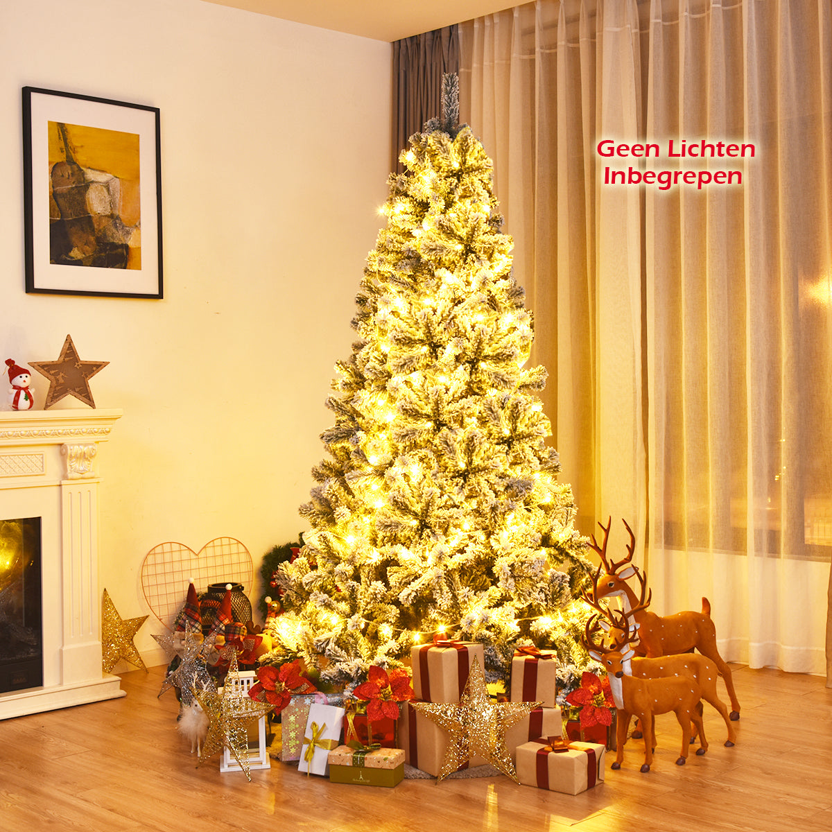 LIVSK Onverlichte Kerstboom - Besneeuwde Bladeren - 600 Takpunten - Opvouwbaar - Metalen Standaard - 91 x 180 cm - Groen