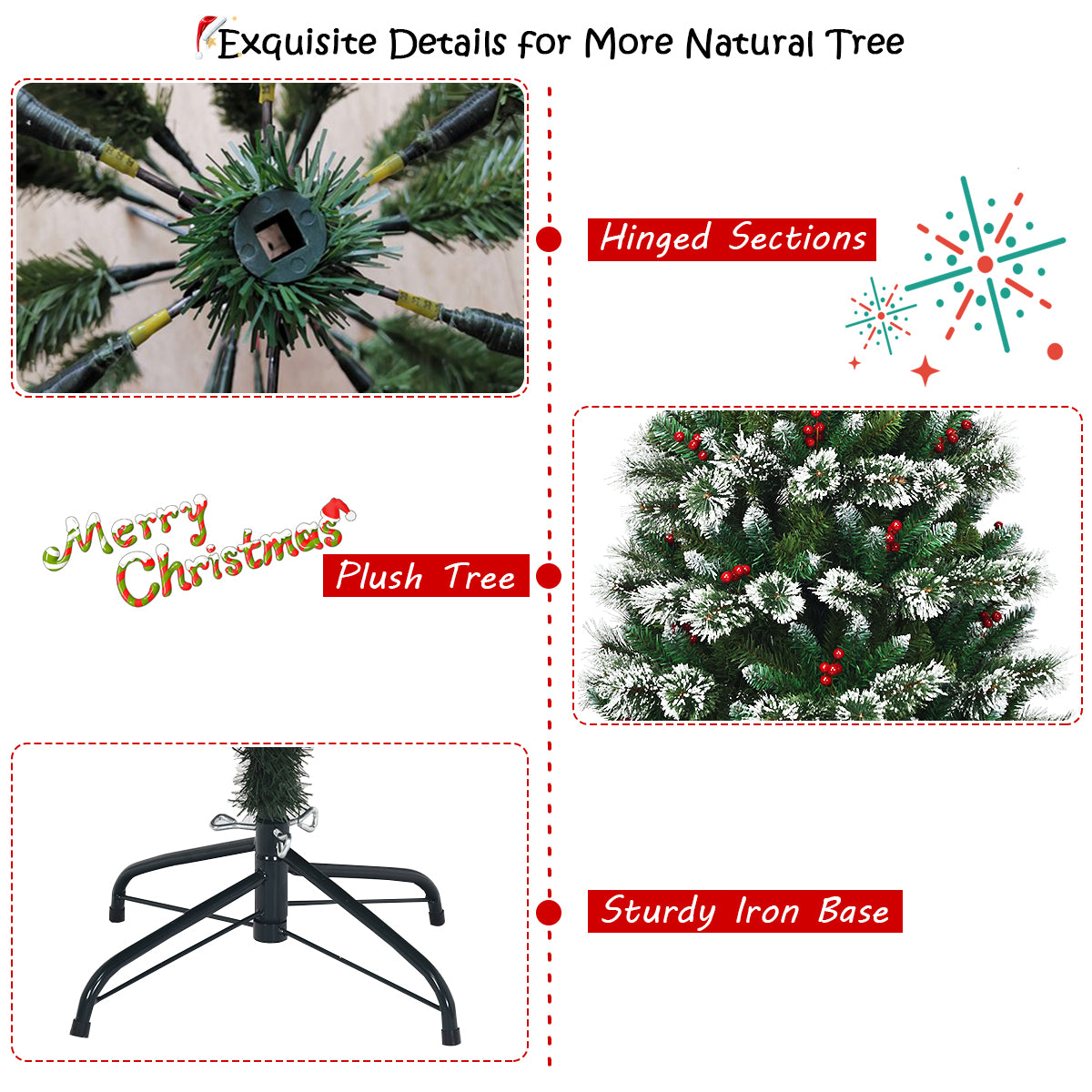 LIVSK Kunstkerstboom - Scharnierende Secties - 180 cm Hoog - Levensechte Sneeuwvlok Naalden - Stevige Standaard - Groen