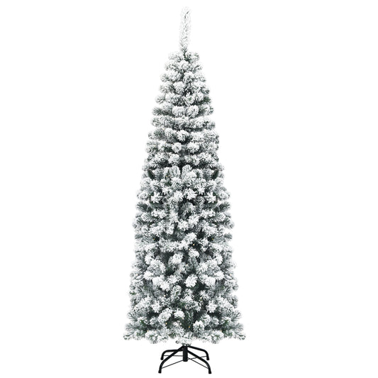 LIVSK Besneeuwde Kerstboom - 500 PVC-takken - Inklapbare Metalen Standaard - Makkelijk op te zetten - 180 cm - Groen + Wit