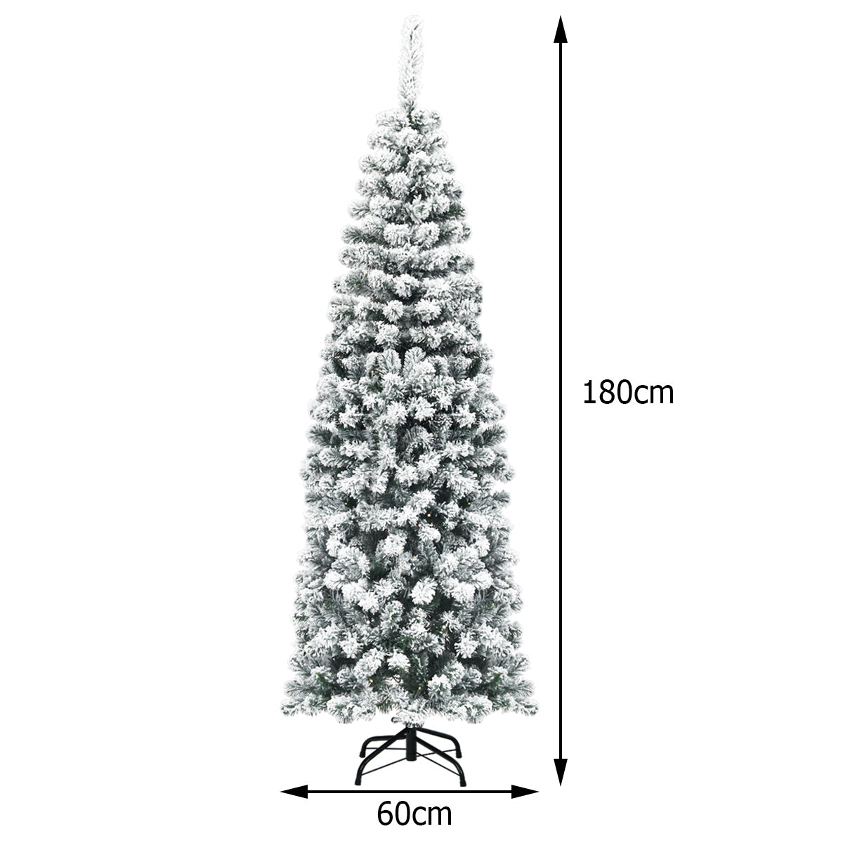 LIVSK Besneeuwde Kerstboom - 500 PVC-takken - Inklapbare Metalen Standaard - Makkelijk op te zetten - 180 cm - Groen + Wit